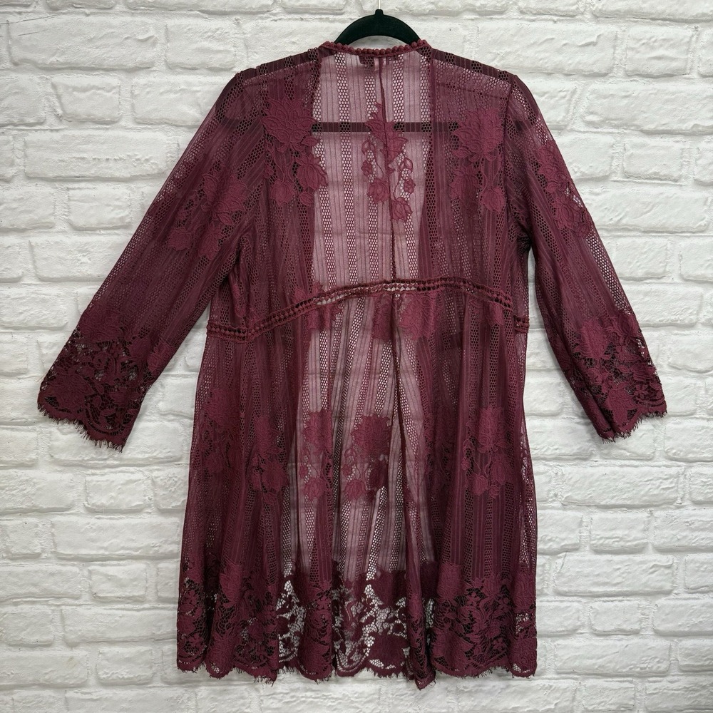 Crochet Lace Kimono Cardigan Bohemian Festival  Top‎ Beach Boho Lace Cover Up L